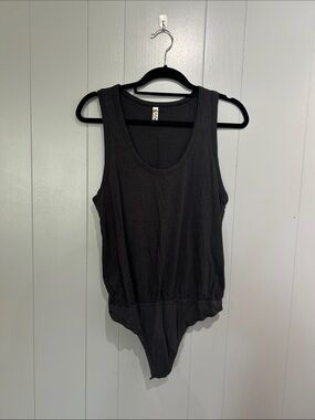 Free People Charcoal Bodysuit Tank Size Large